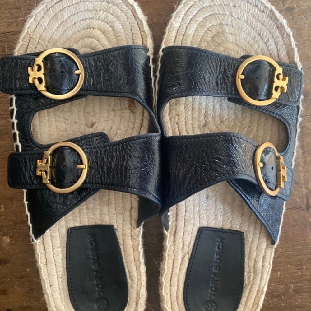 Tory Burch black leather Selby 2 buckle slide-7.5